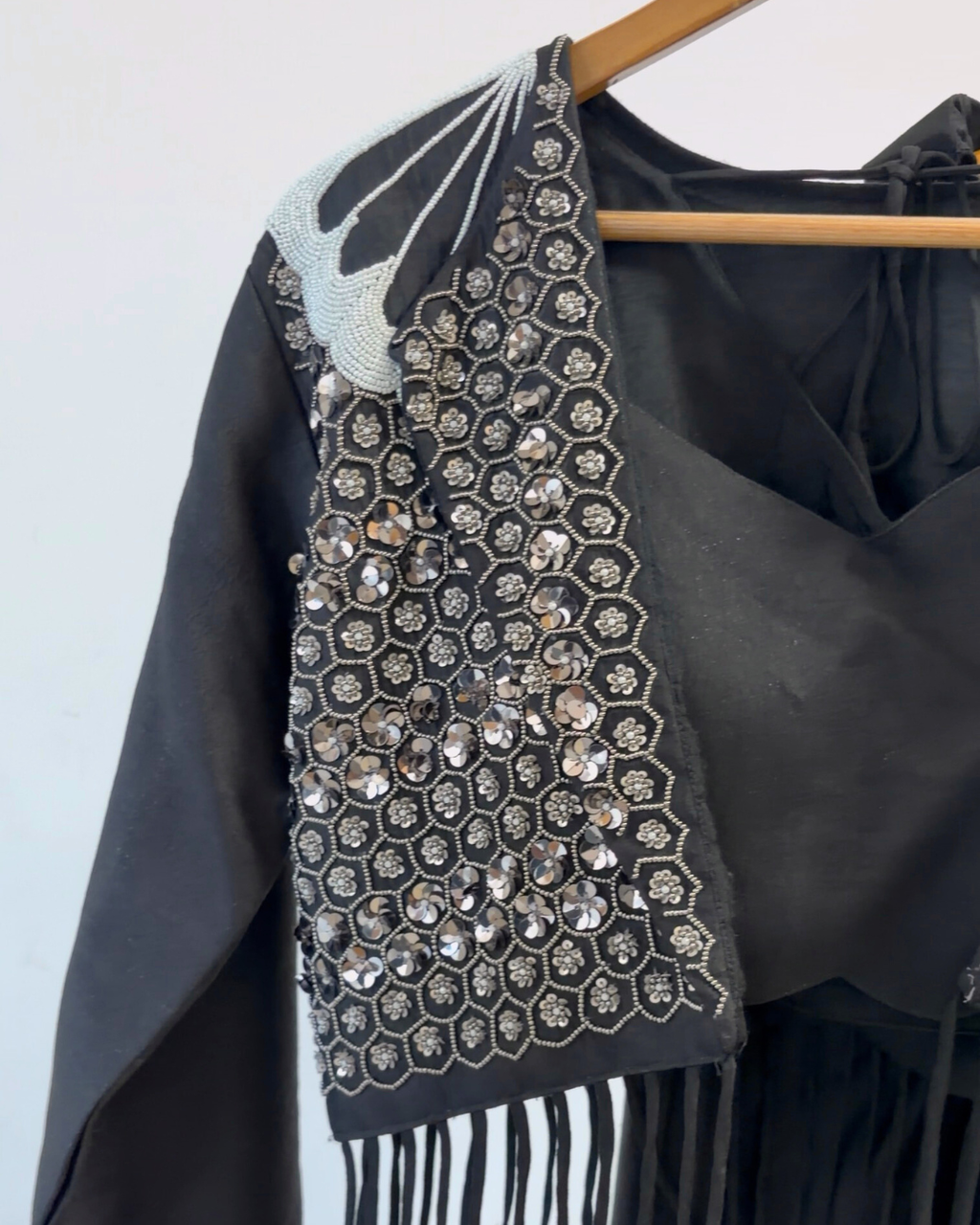 Charcoal Grey Indo-Western Drape Skirt Set