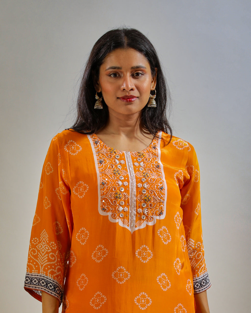 Mustard Orange Kurta Set with Printed Dupatta