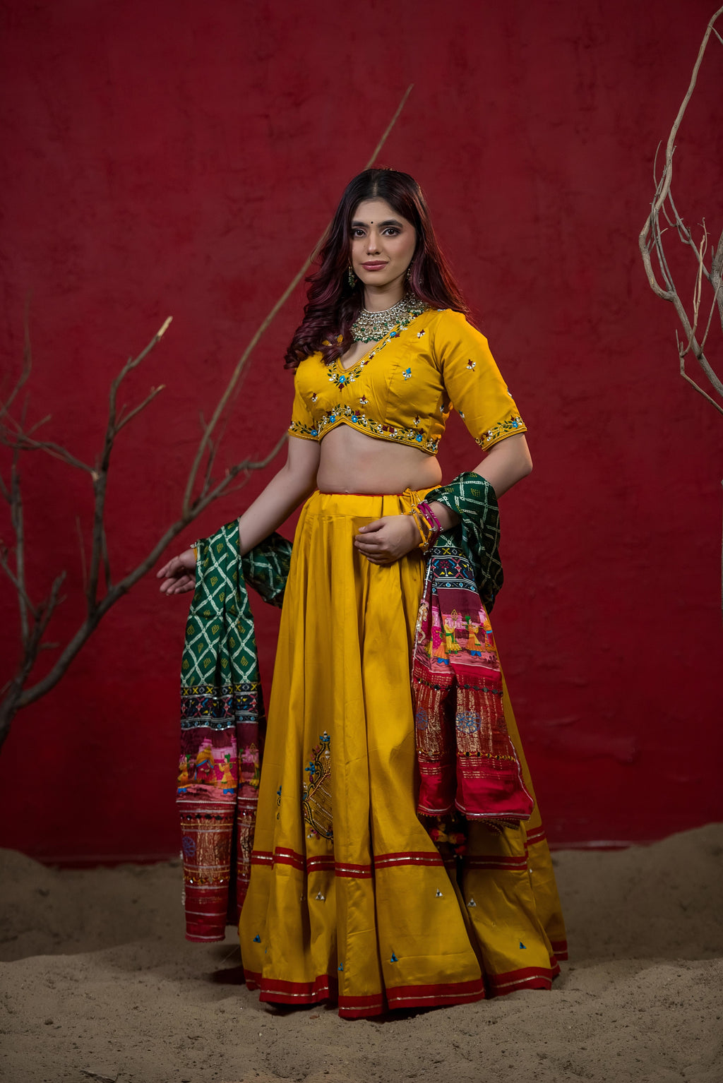 Kesariya Garba Chaniya Choli Set